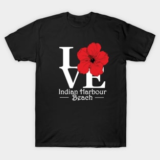 LOVE Indian Harbour Beach Red Hibiscus T-Shirt